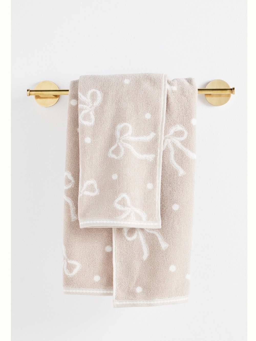🎀Anthropologie Hand Towel Bath Neutral Icon Bow Pattern Portugal